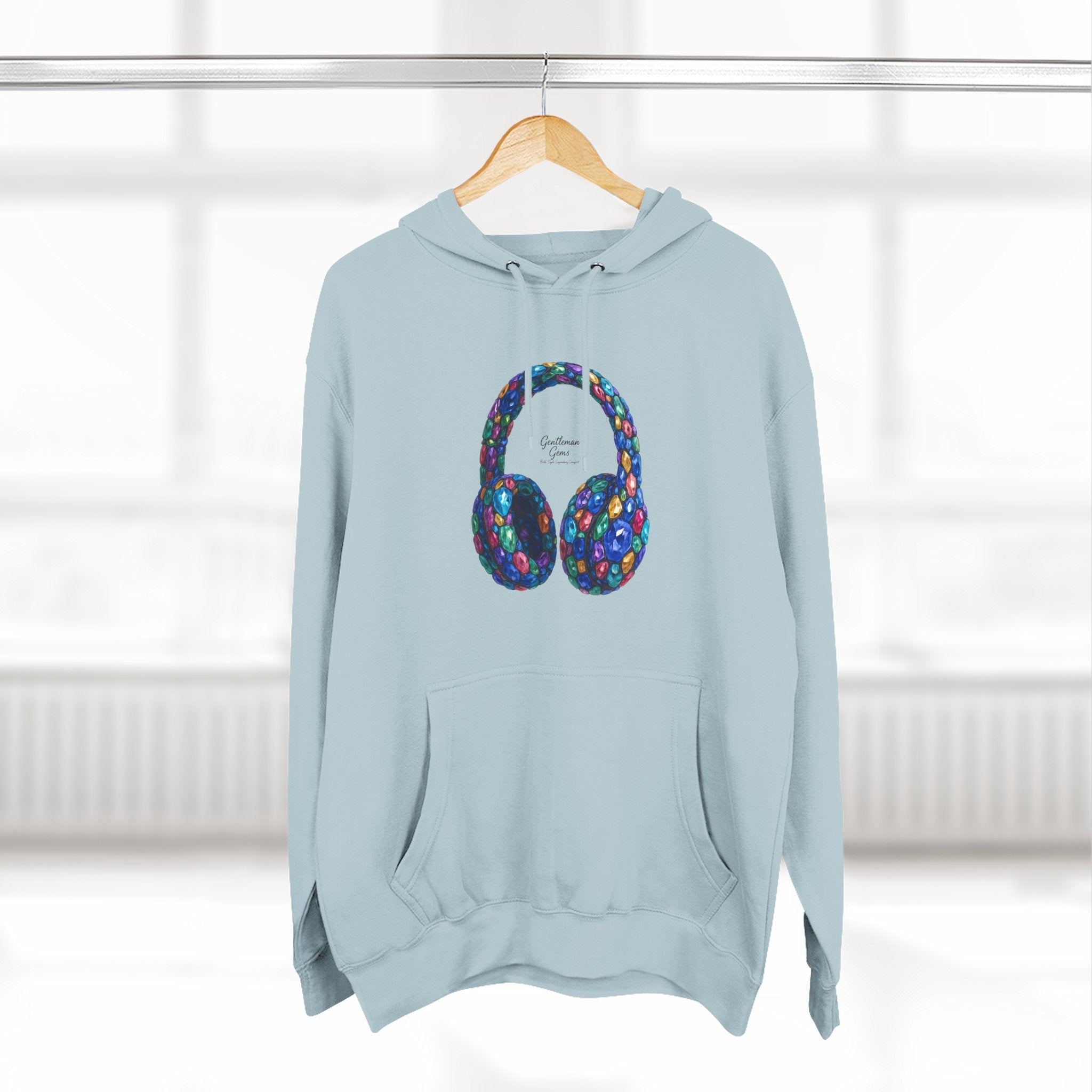 Gem Beats Colors Hoodie with Headphones Graphic, Gift for Music Lovers, Unisex Hoodie, Trendy Streetwear