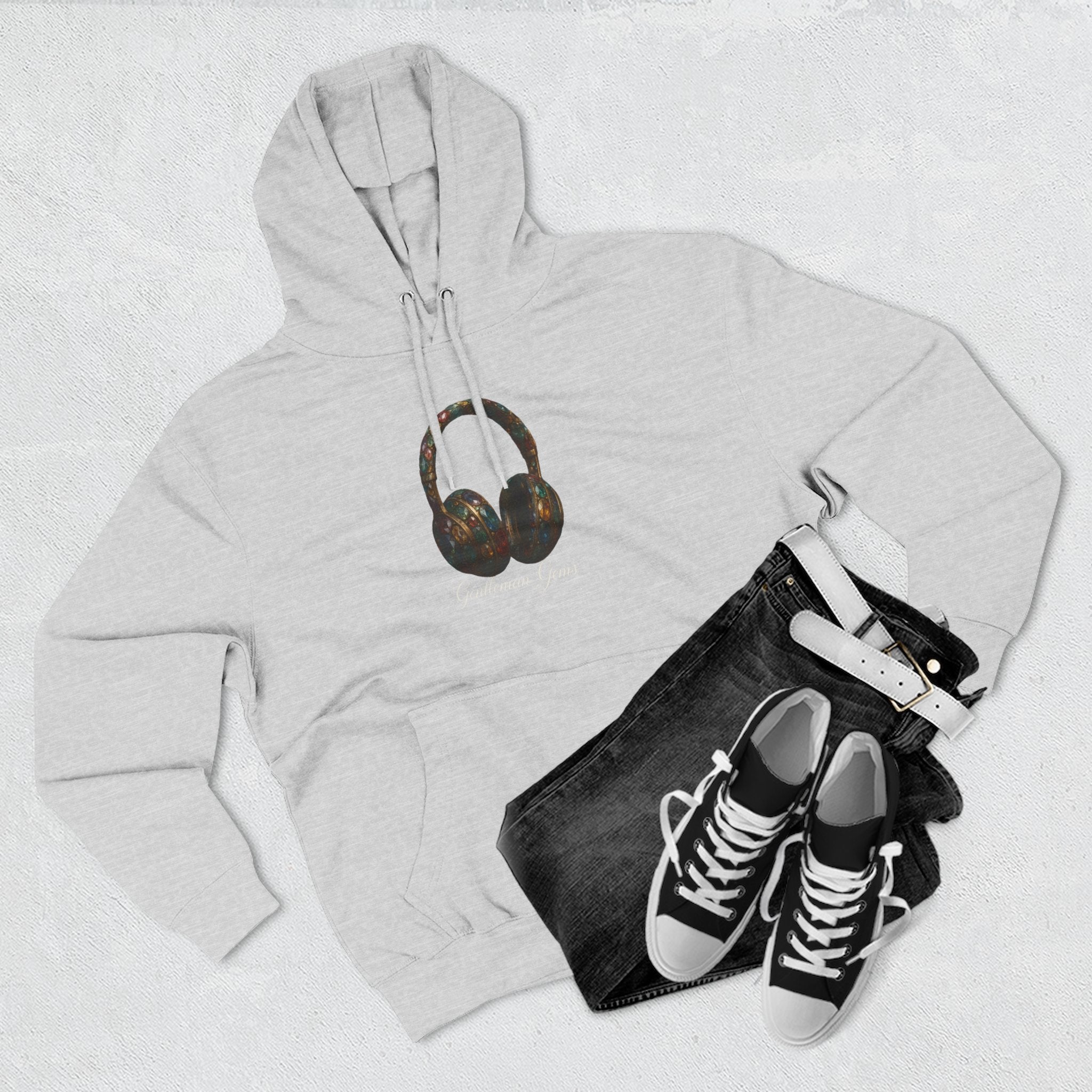 Gem Beats Hoodie with Headphone Design, Perfect for Music Lovers, Casual Wear, Gifts for Him/Her