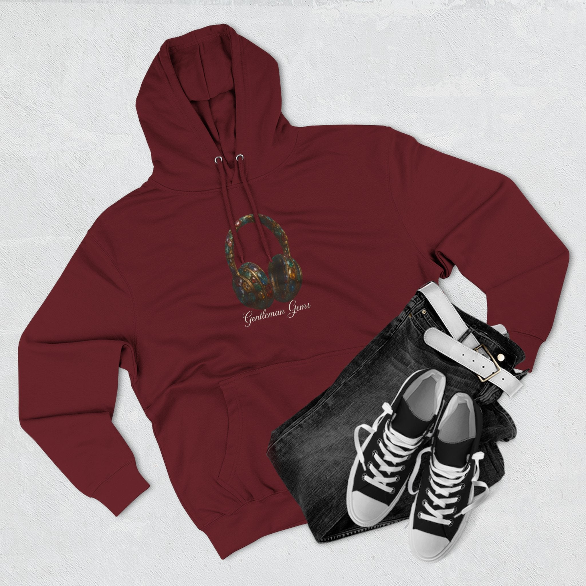 Gem Beats Hoodie with Headphone Design, Perfect for Music Lovers, Casual Wear, Gifts for Him/Her