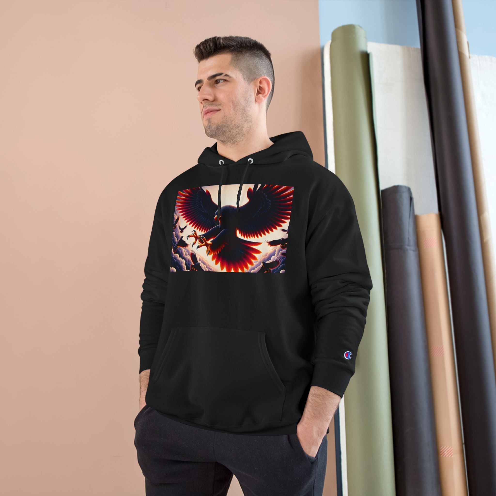Stylish Champion Hoodie with Bird Design