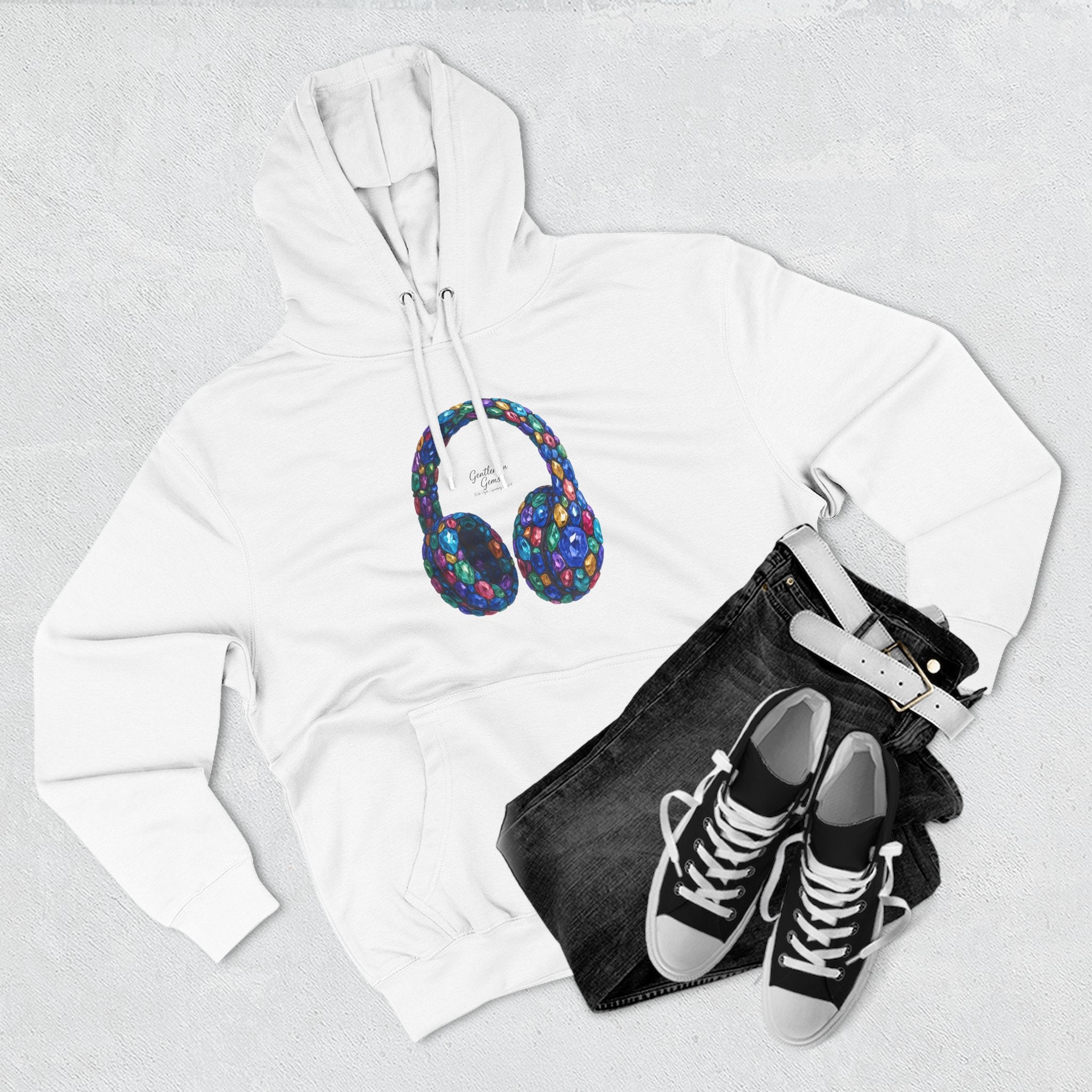 Gem Beats Colors Hoodie with Headphones Graphic, Gift for Music Lovers, Unisex Hoodie, Trendy Streetwear