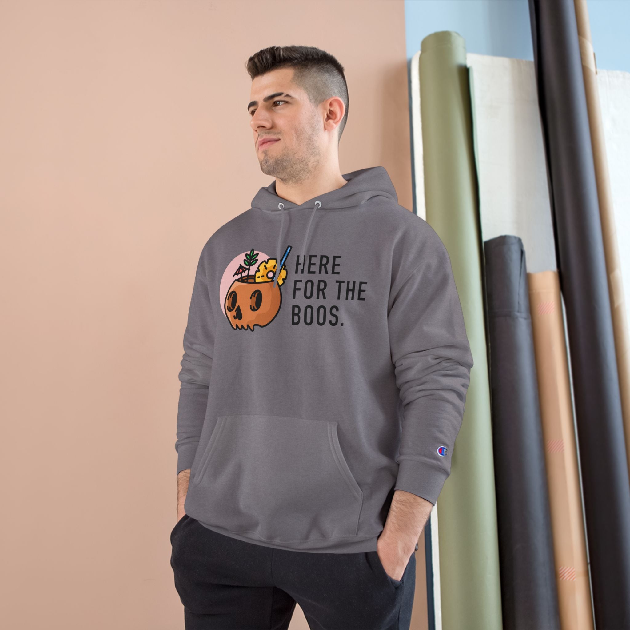 Here For The Boos - Halloween  Champion Hoodie