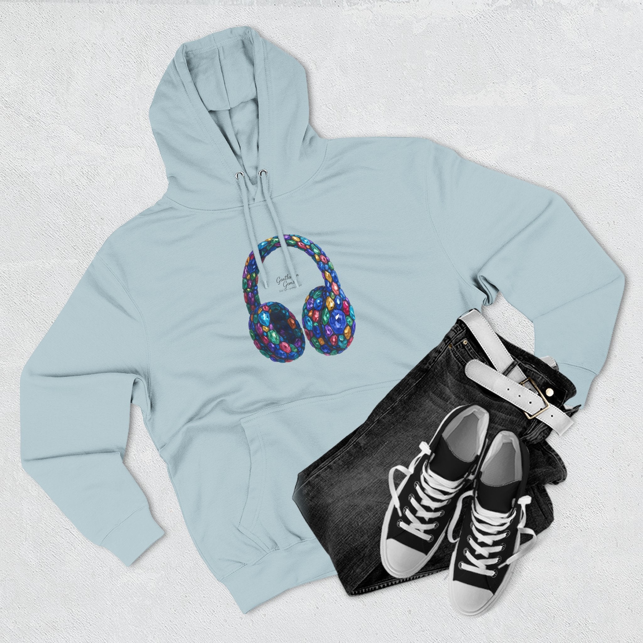 Gem Beats Colors Hoodie with Headphones Graphic, Gift for Music Lovers, Unisex Hoodie, Trendy Streetwear