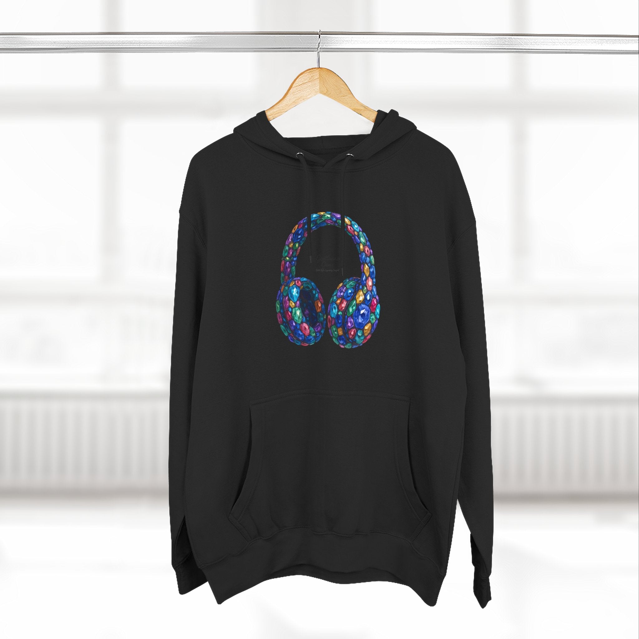 Gem Beats Colors Hoodie with Headphones Graphic, Gift for Music Lovers, Unisex Hoodie, Trendy Streetwear