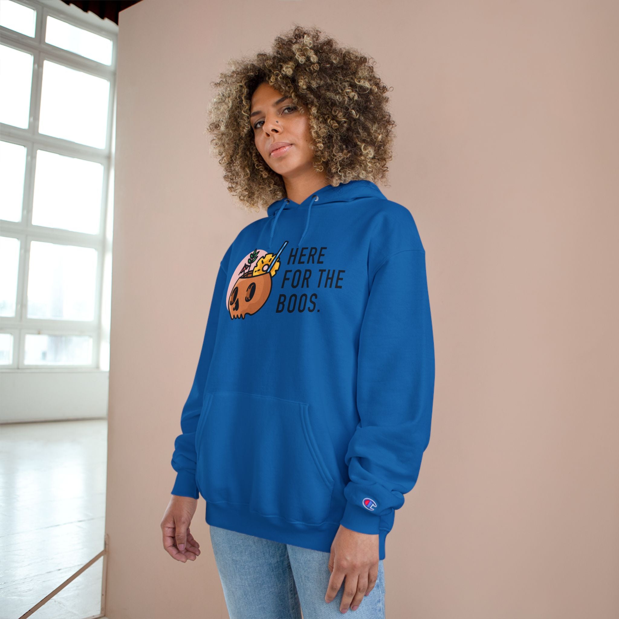 Here For The Boos - Halloween  Champion Hoodie