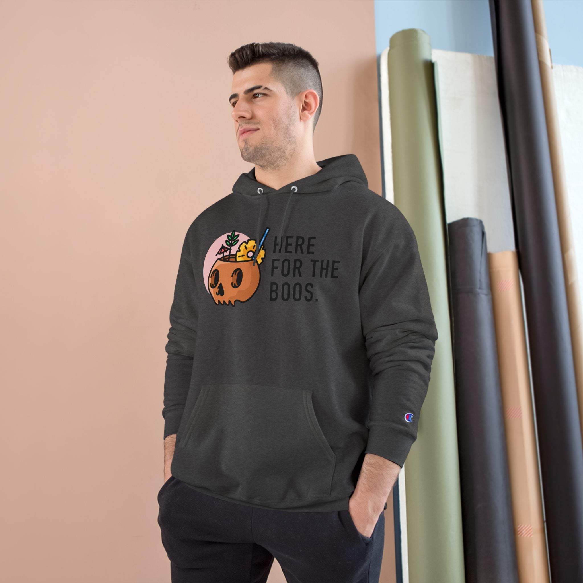 Here For The Boos - Halloween  Champion Hoodie