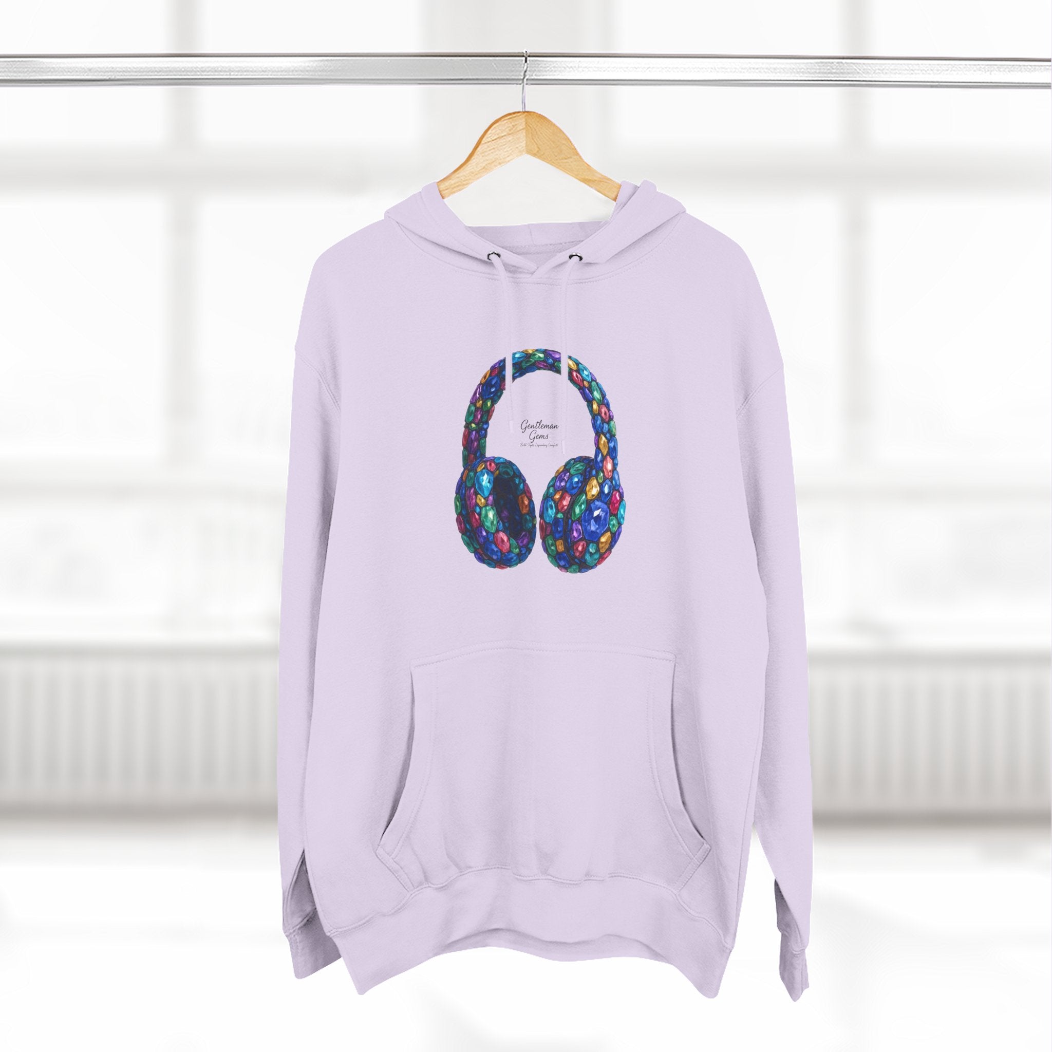Gem Beats Colors Hoodie with Headphones Graphic, Gift for Music Lovers, Unisex Hoodie, Trendy Streetwear