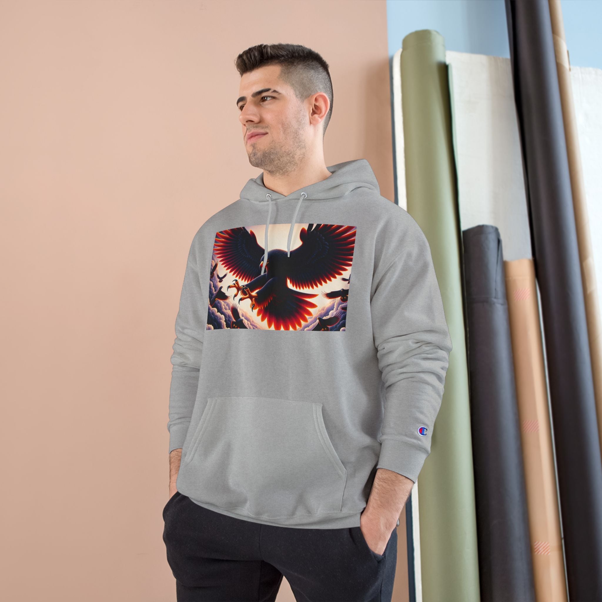 Stylish Champion Hoodie with Bird Design