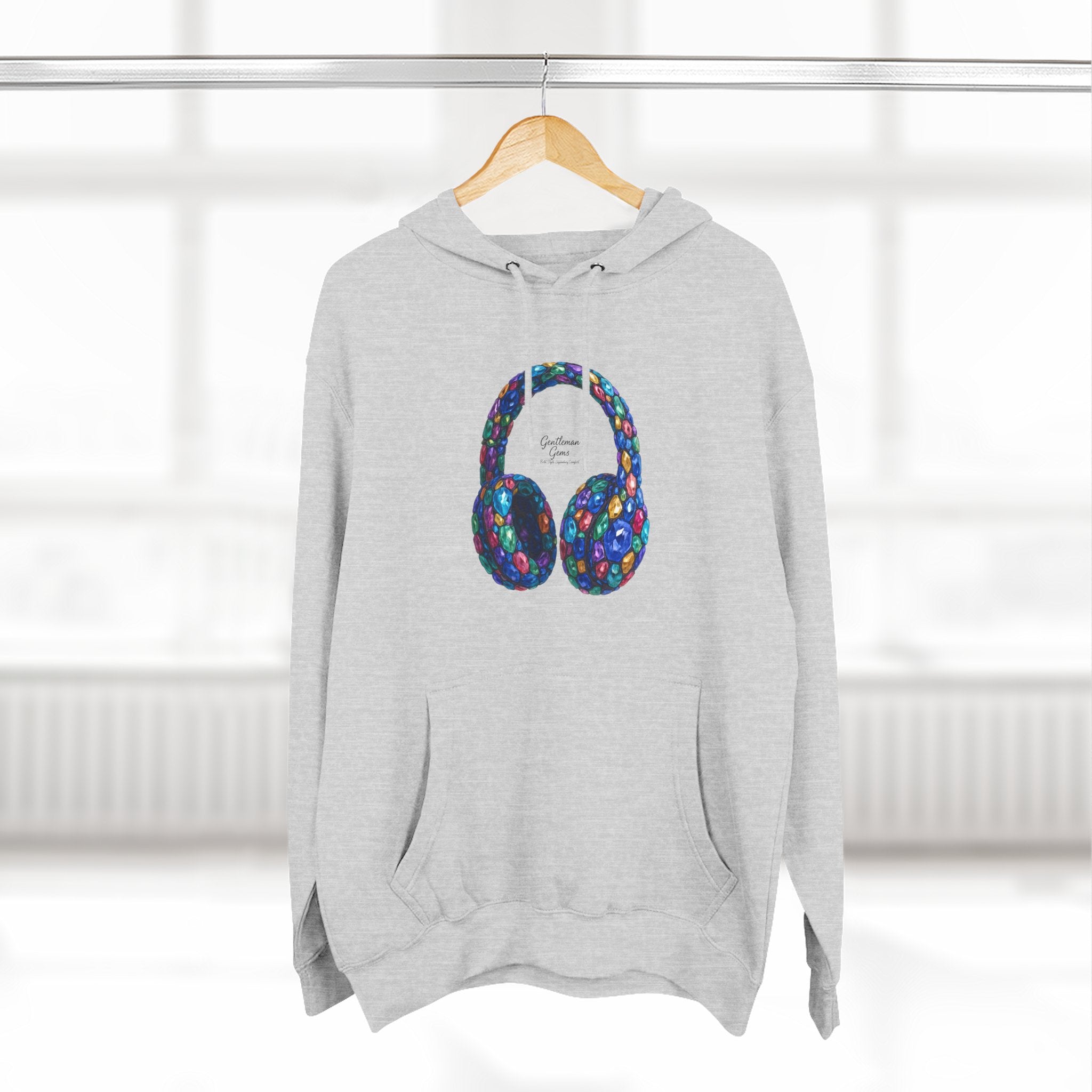 Gem Beats Colors Hoodie with Headphones Graphic, Gift for Music Lovers, Unisex Hoodie, Trendy Streetwear