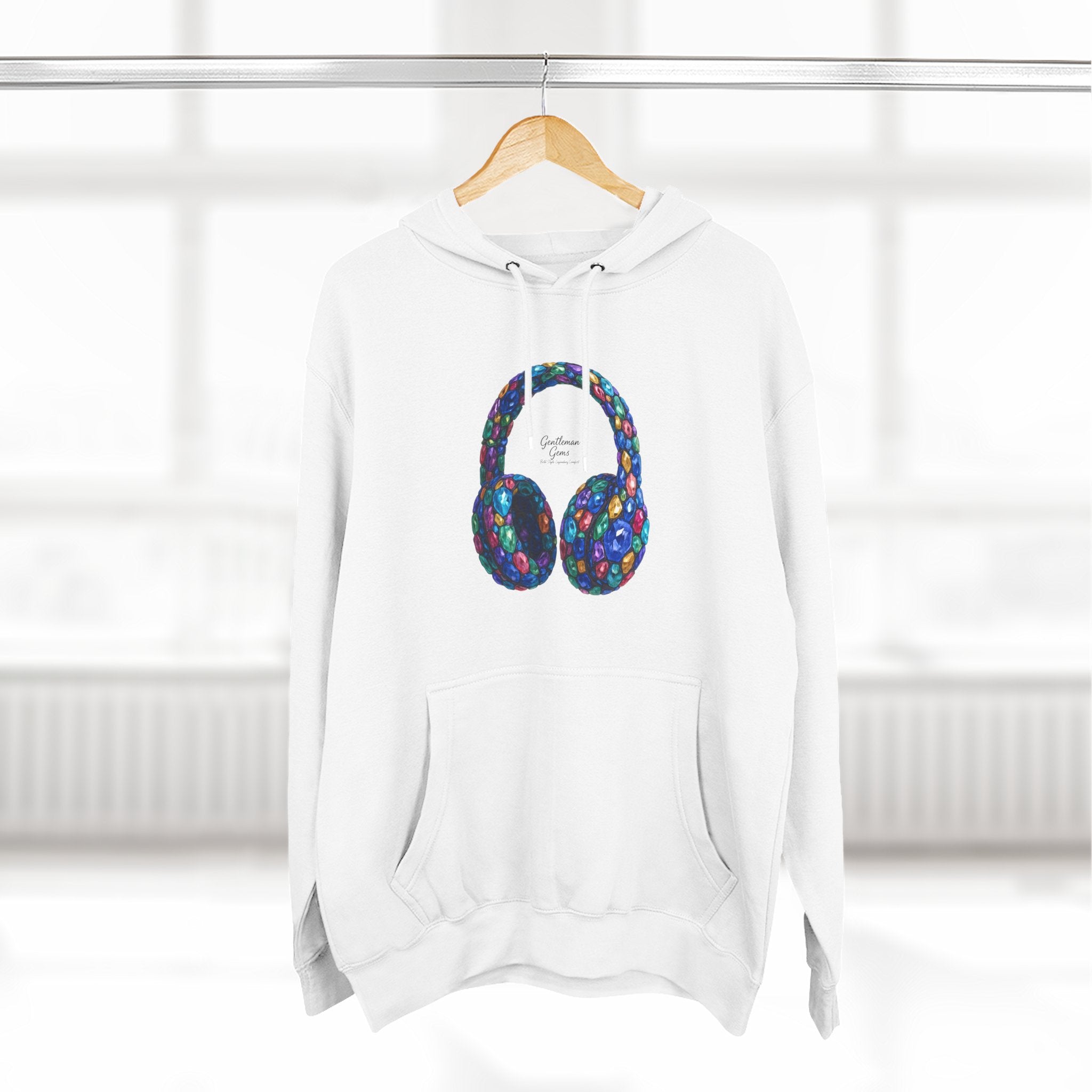 Gem Beats Colors Hoodie with Headphones Graphic, Gift for Music Lovers, Unisex Hoodie, Trendy Streetwear