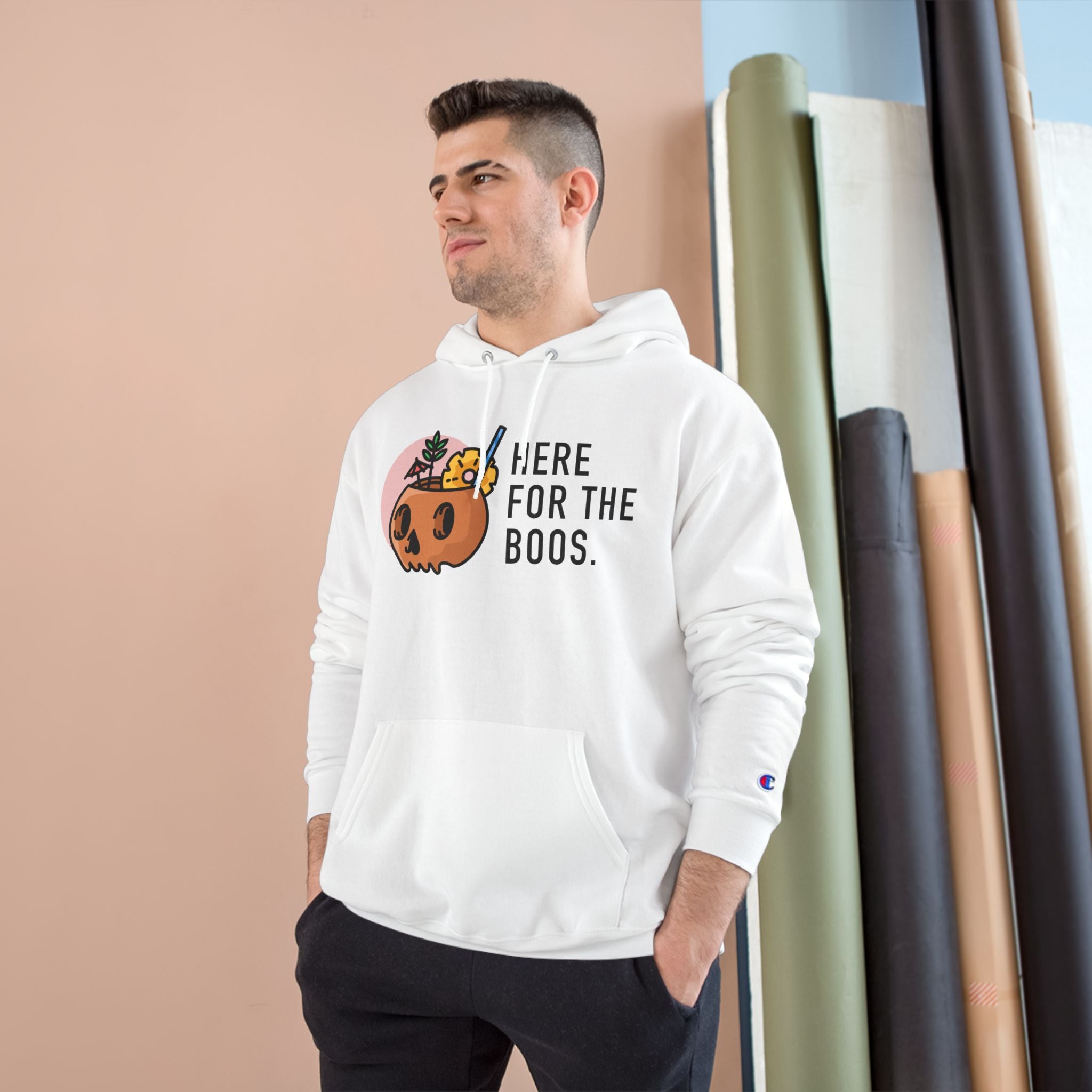Here For The Boos - Halloween  Champion Hoodie