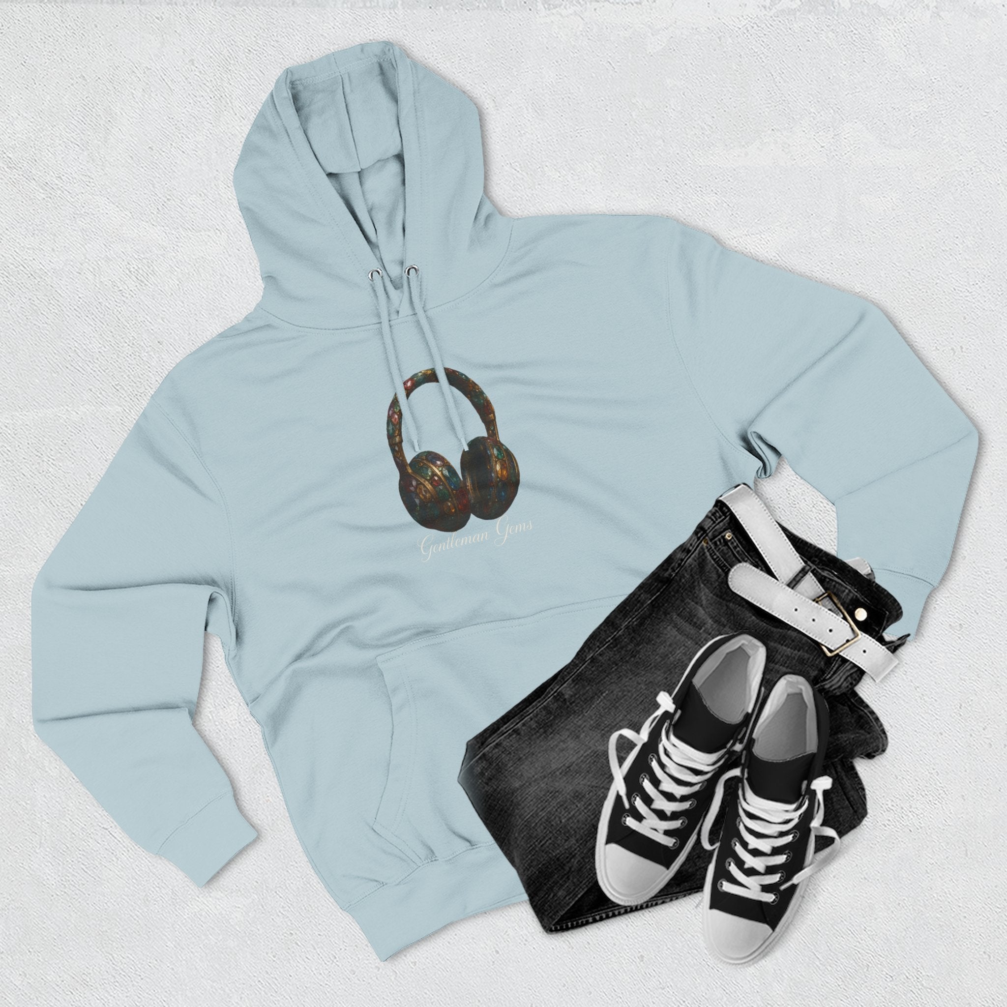 Gem Beats Hoodie with Headphone Design, Perfect for Music Lovers, Casual Wear, Gifts for Him/Her