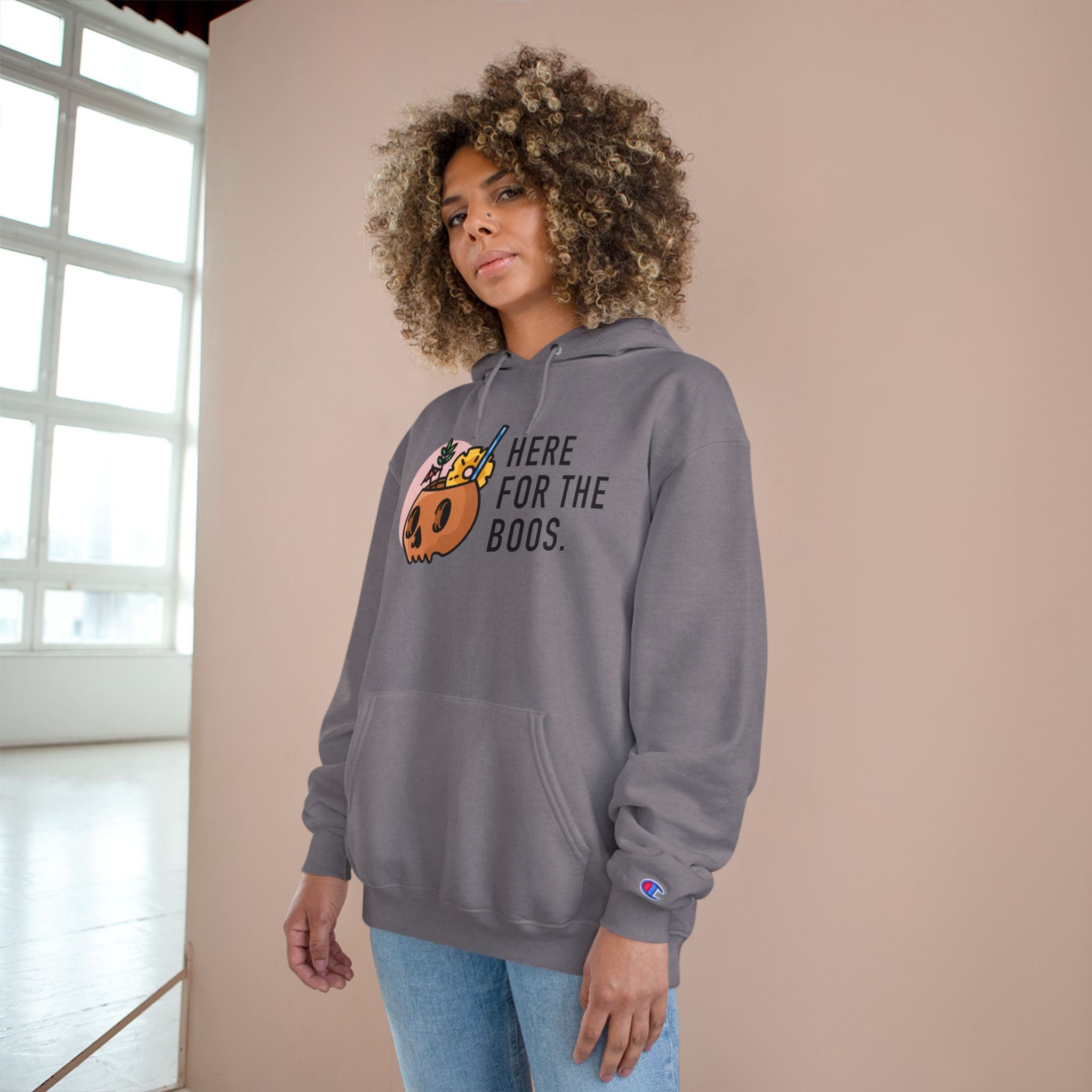 Here For The Boos - Halloween  Champion Hoodie