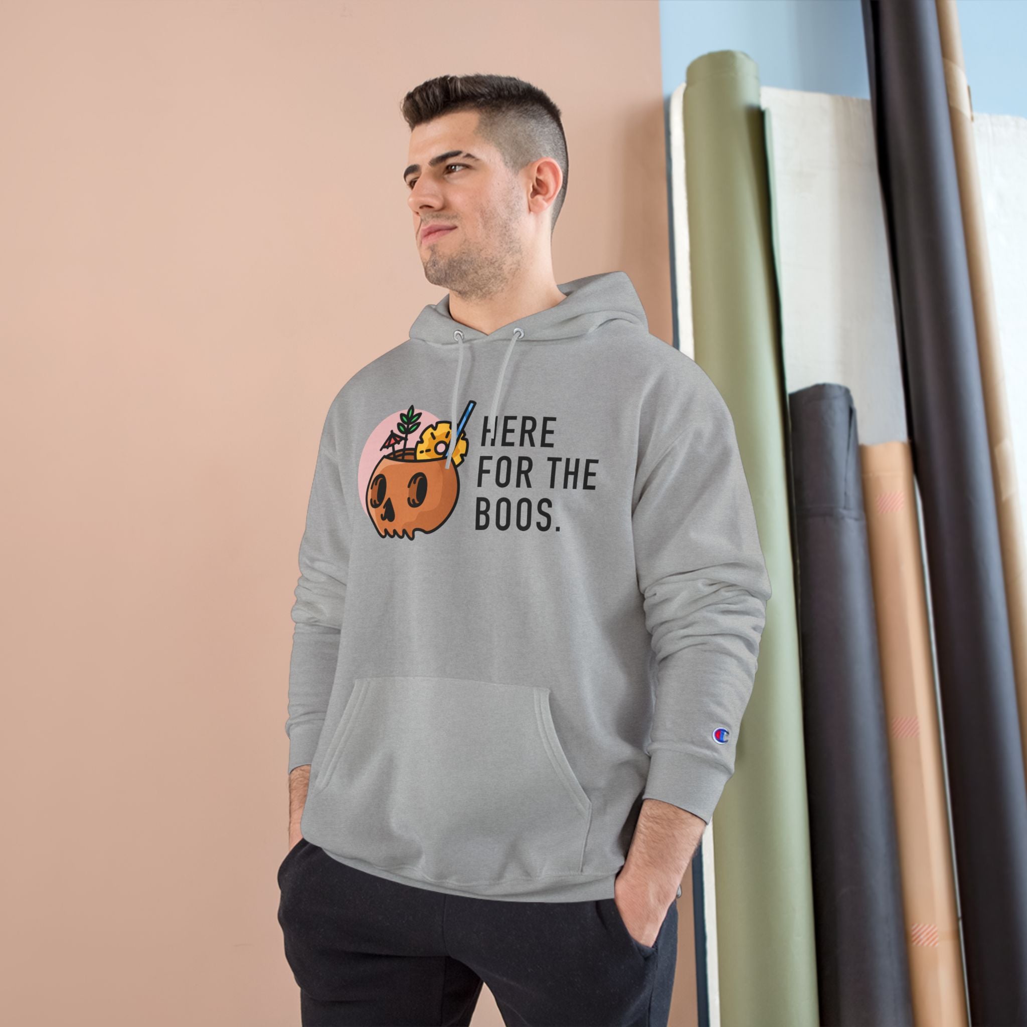 Here For The Boos - Halloween  Champion Hoodie