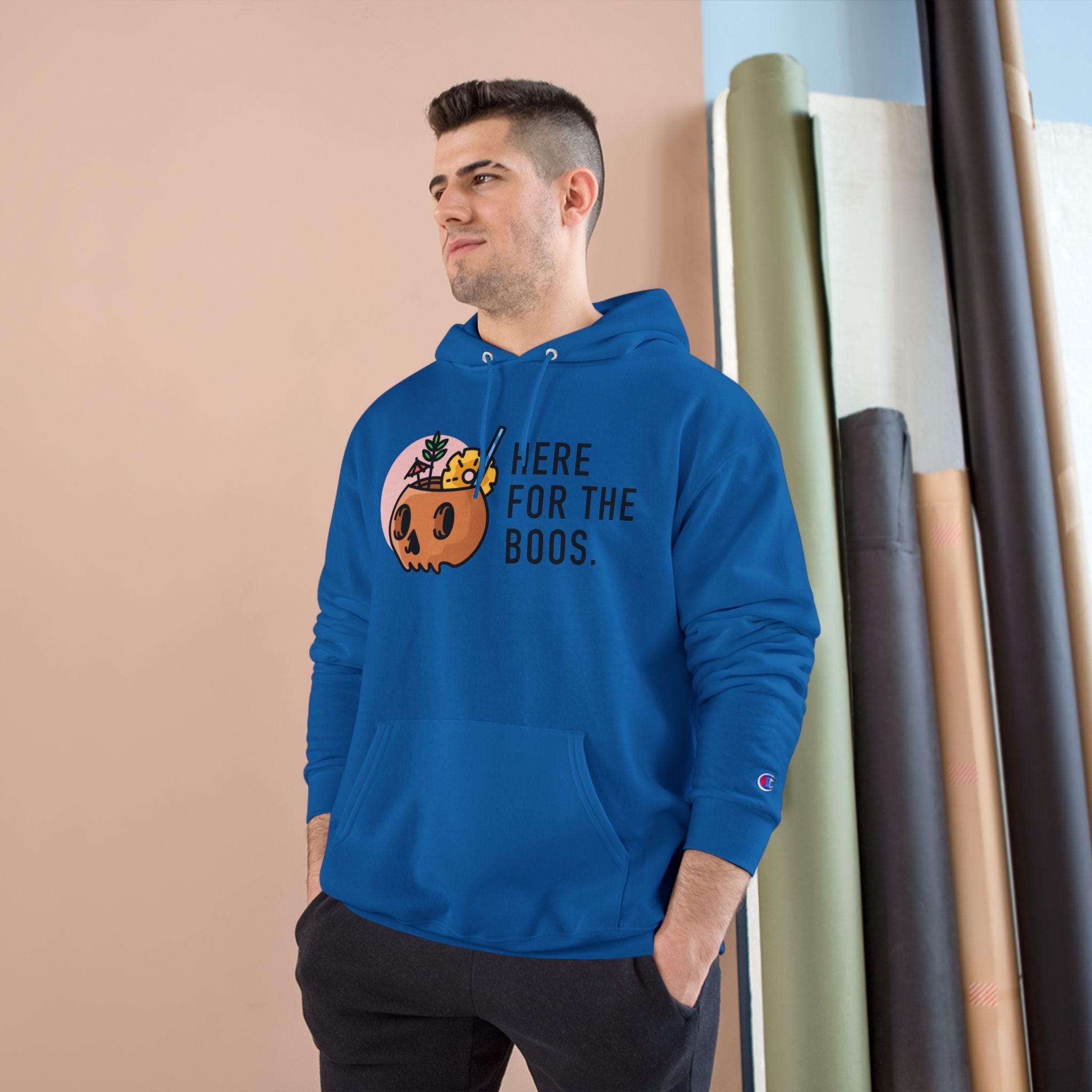 Here For The Boos - Halloween  Champion Hoodie
